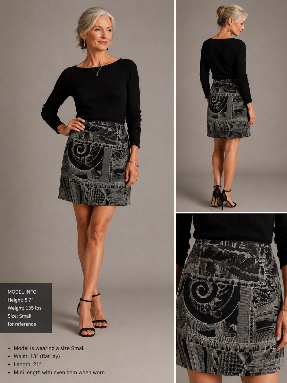 Vintage Anne Klein 100% Silk Abstract Wrap Skirt Sheer Overlay Small